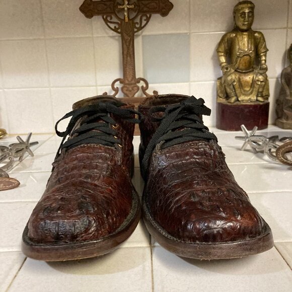 HAND CRAFTED BROWN ALLIGATOR SHOES 11.5 EE main image 7